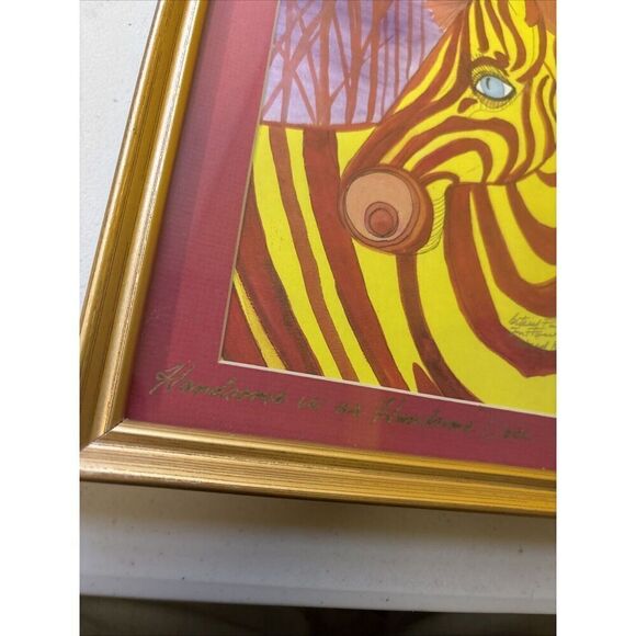 Signed Framed Betsey Fowler Zebra Safari Print: Handsome Is As Handsome Does - Picture 2 of 8